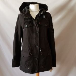 New Levi's Hooded Military Black Jacket